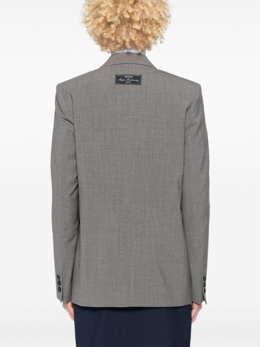 Msgm Medium Grey Classic Jacket With Button