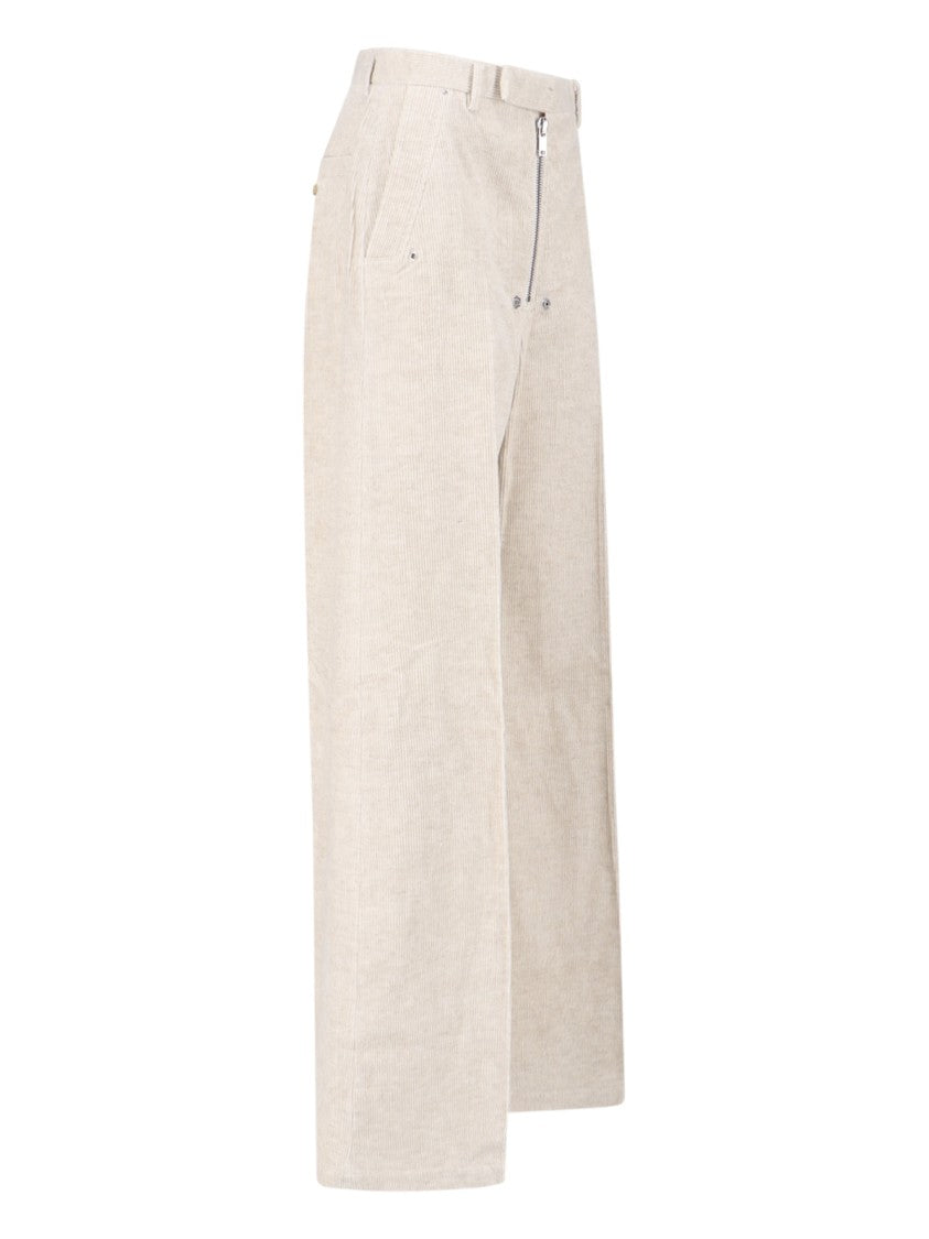 Rick Owens Wide-Leg Corduroy Trousers – Off-White
