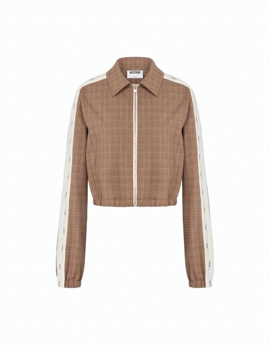 Moschino Cropped Checkered Jacket With Elasticated Hem