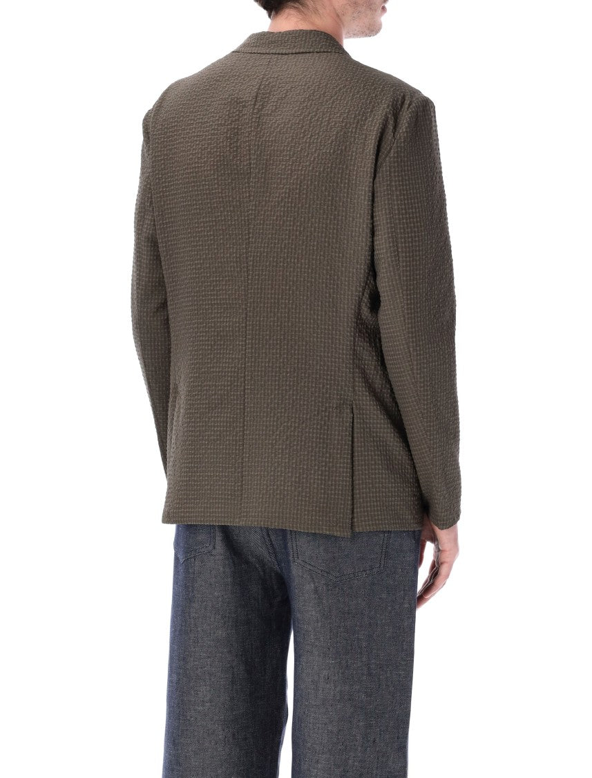 Emporio Armani Seersucker Classic Notch Lapel Blazer