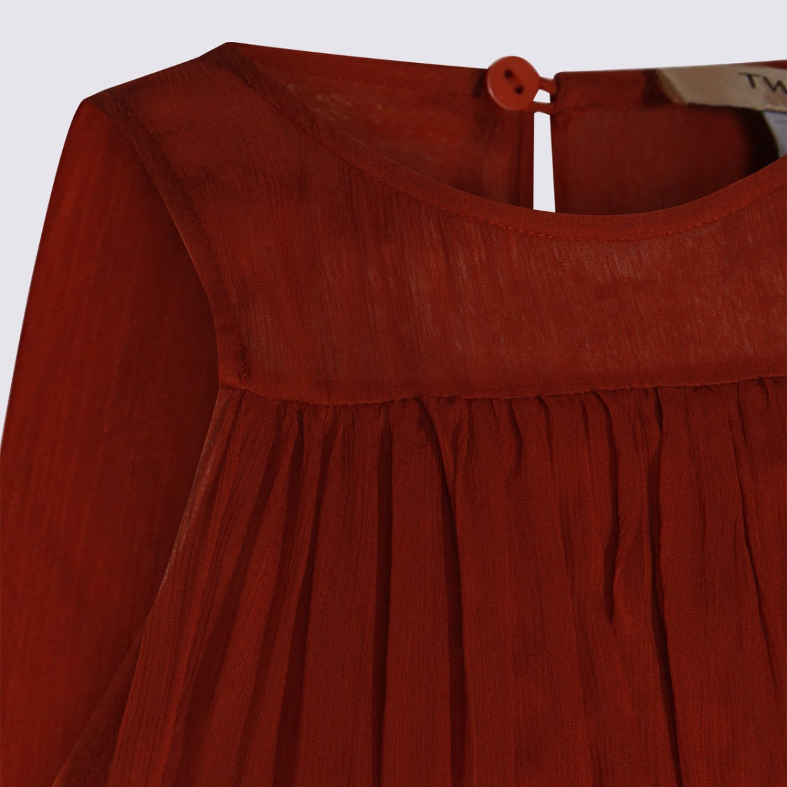 Twin-Set Long Sleeveless Dress With High Neckline And Pleated Waist