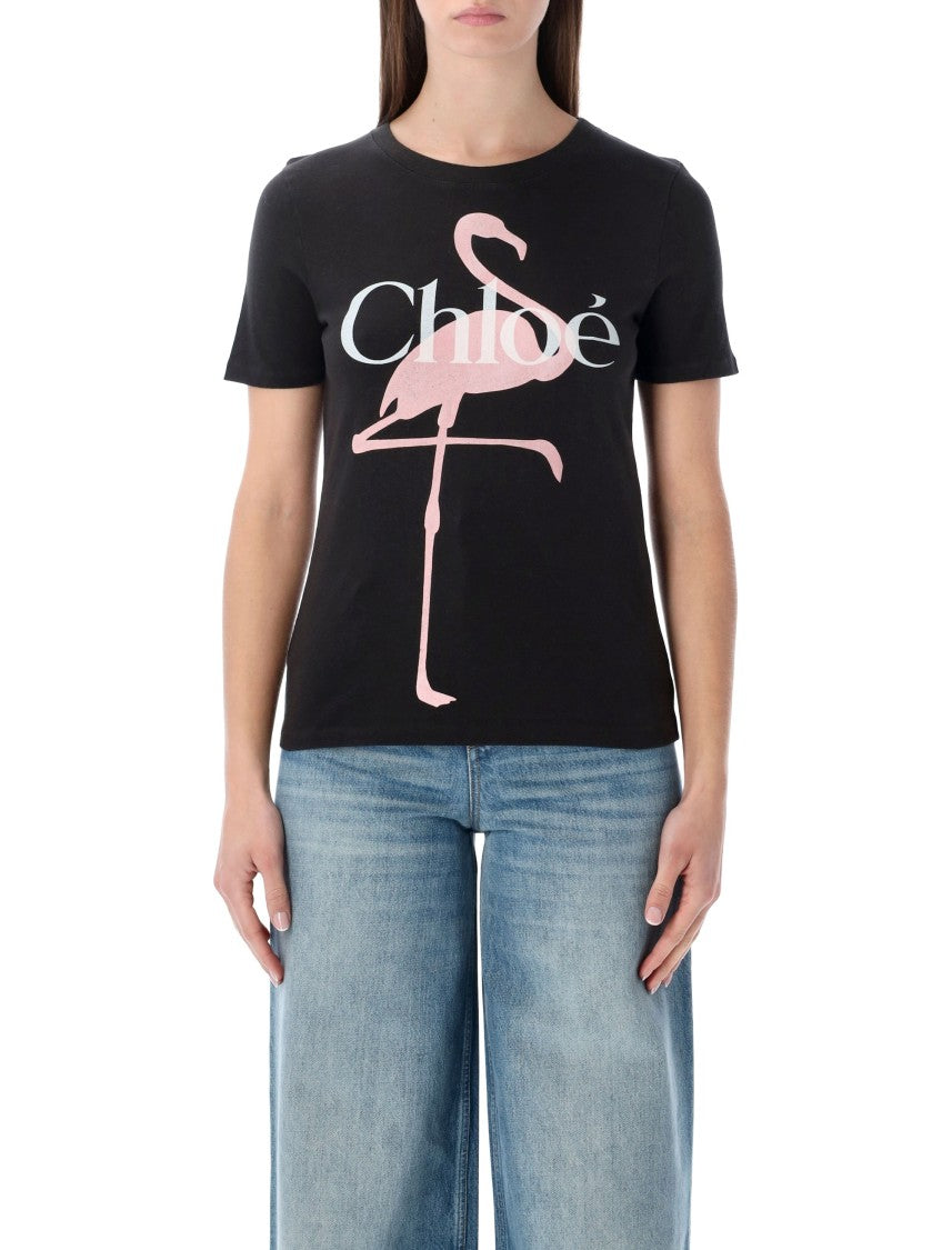 Chloé Flamingo Logo Printed T-Shirt