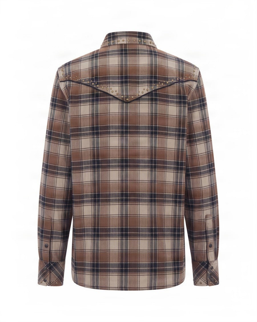 P.A.R.O.S.H. Brown Plaid Cotton Long-Sleeve Shirt
