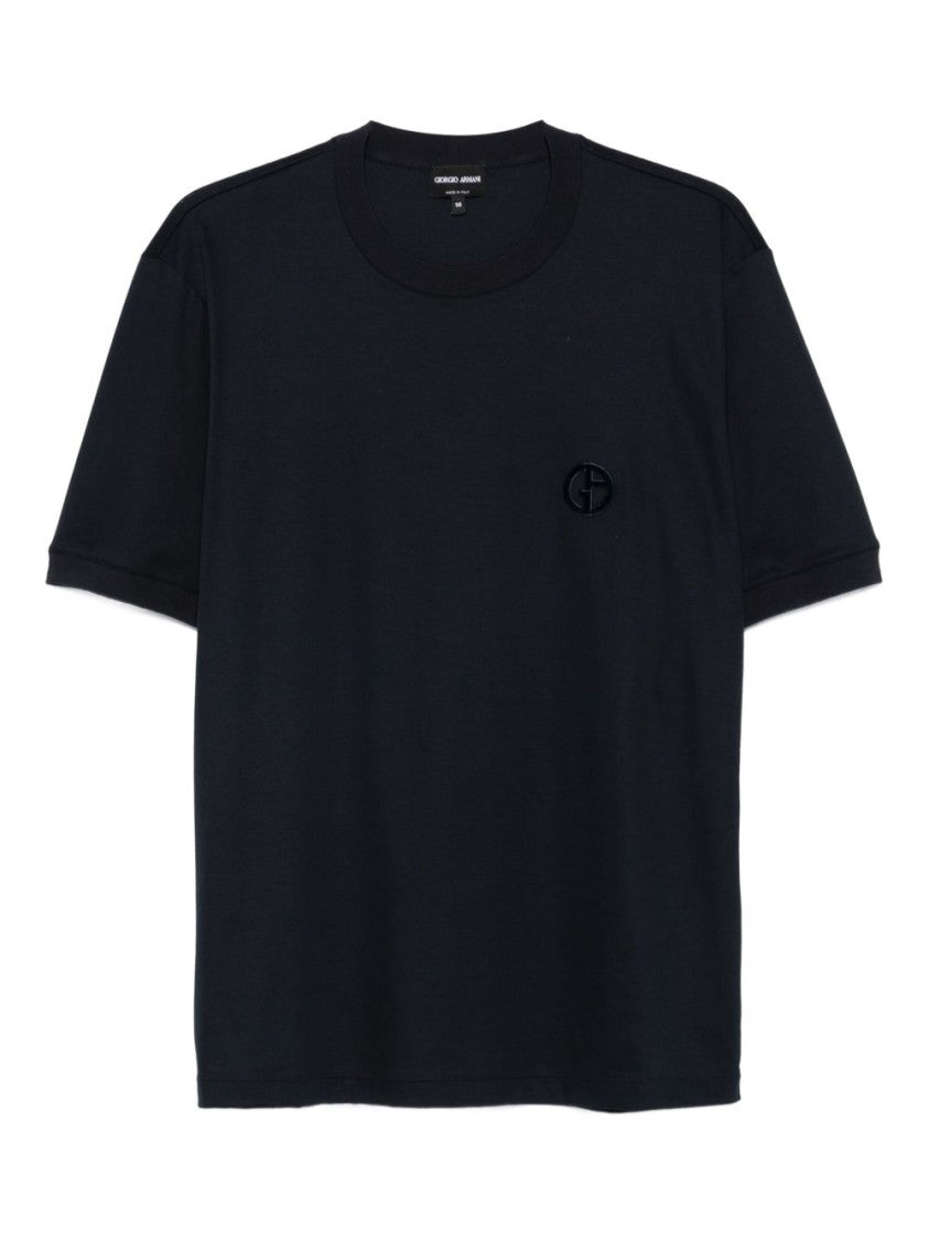 Giorgio Armani Black T-Shirt With Embroidered Logo
