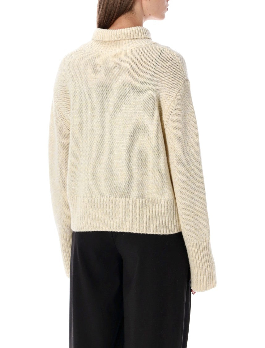 Lisa Yang Femi High-Neck Dropped Shoulder Knit Sweater