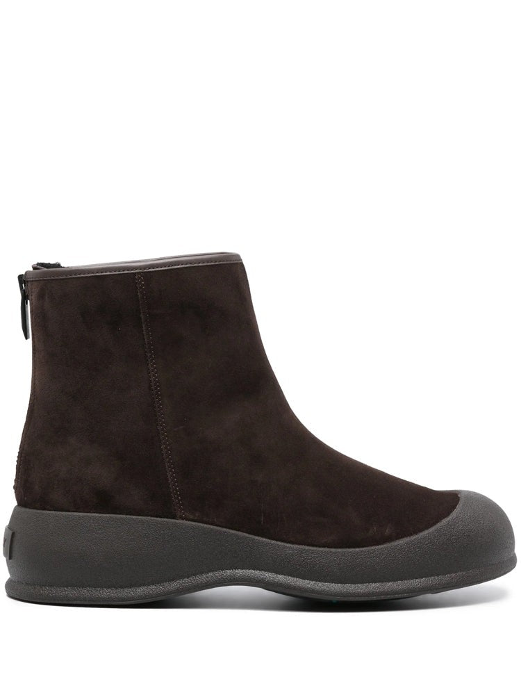 Bally Brown Textured Rubber Cap Suede Ankle Boots
