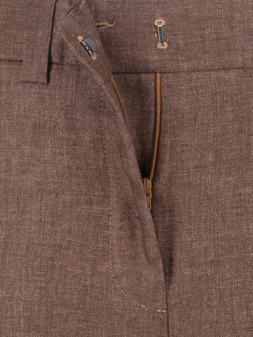 Incotex Brown Tailored Straight-Leg Linen Trousers