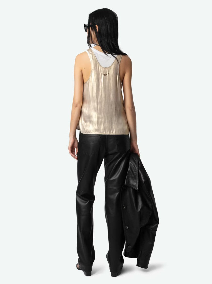 Zadig & Voltaire Metallic Finish Sleeveless Top