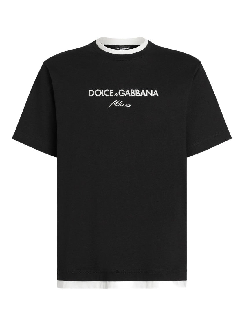 Dolce & Gabbana Black Relaxed Fit Contrasting Logo T-Shirt