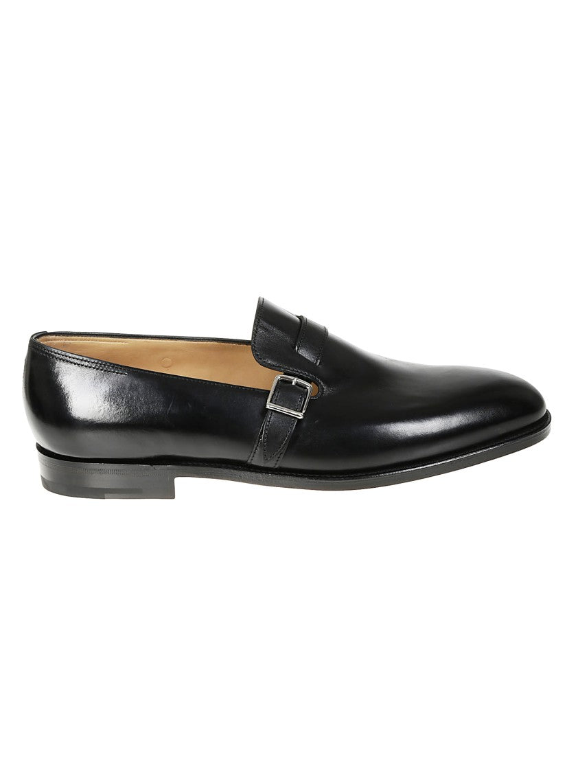 John Lobb Tapered Black Leather Loafers