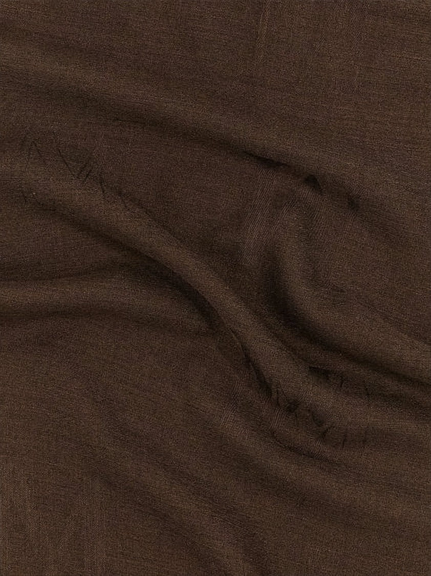 Max Mara Rectangular Brown Wool-Silk Blend Scarf