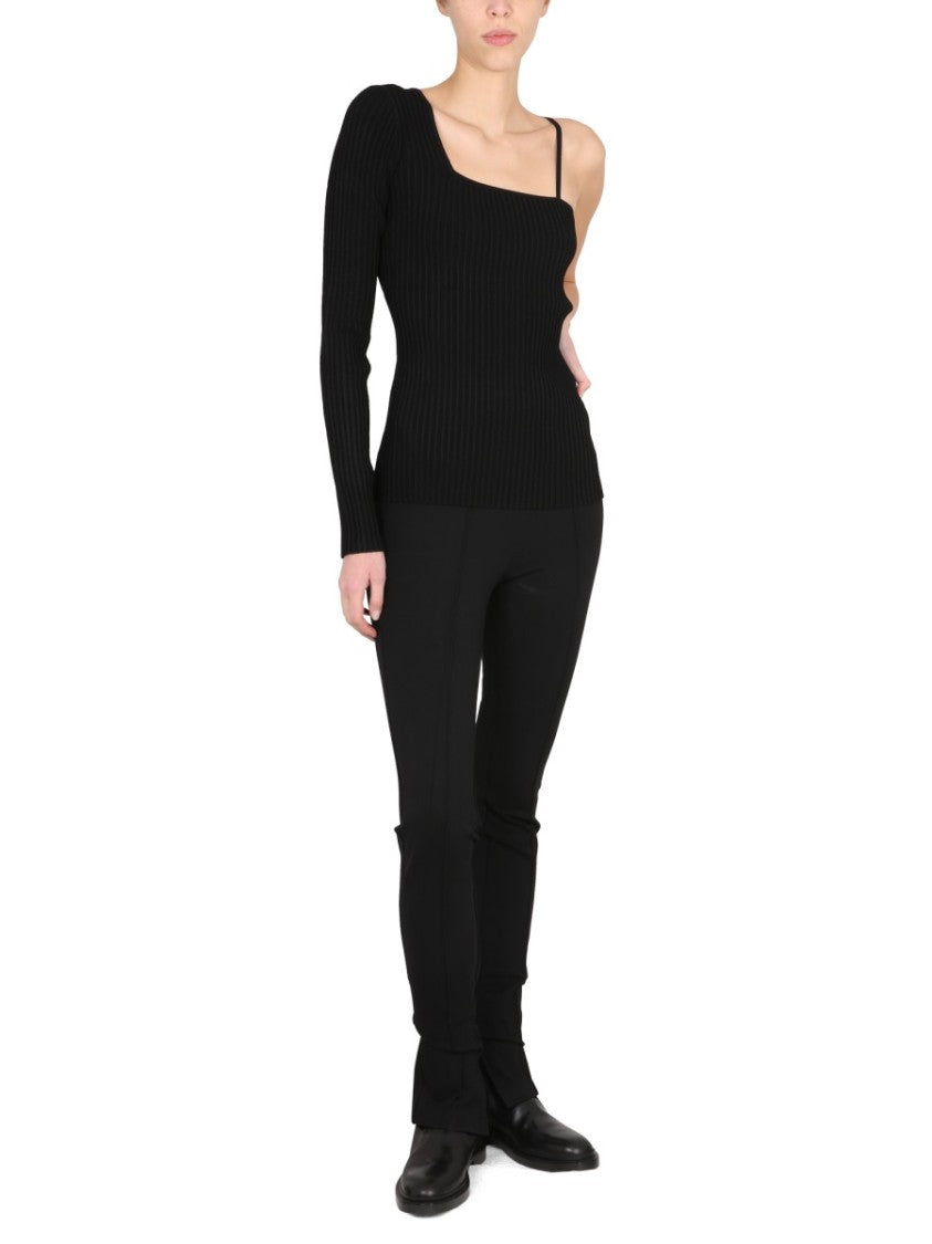 Helmut Lang Asymmetrical Ribbed Knit Top