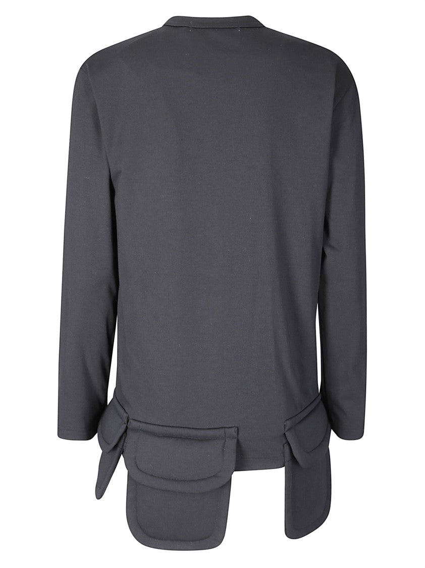 Comme Des Garçons Long-Sleeve Black Top With Structural Patch Pockets