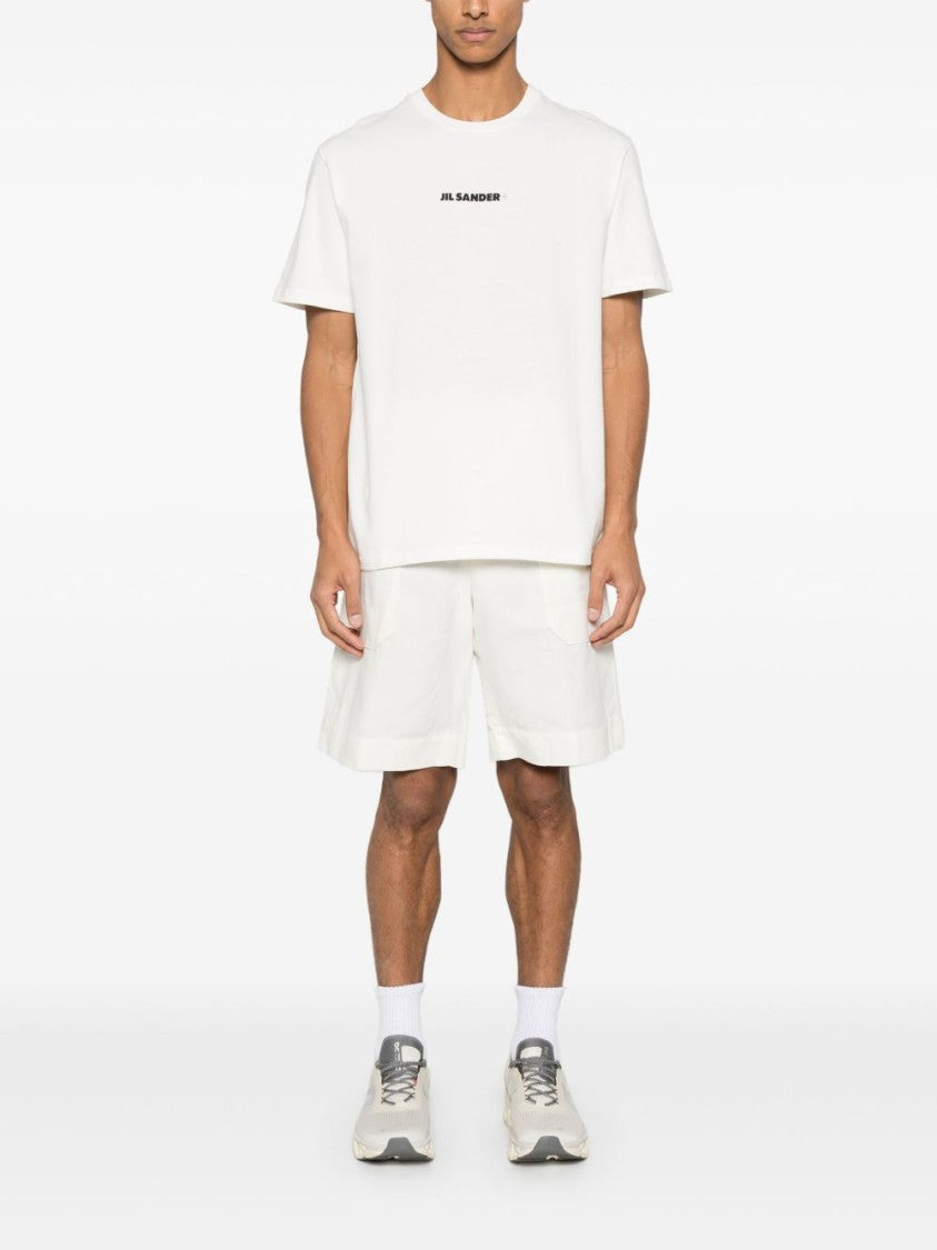 Jil Sander Porcelain Cotton Jersey Crewneck T-Shirt With Logo