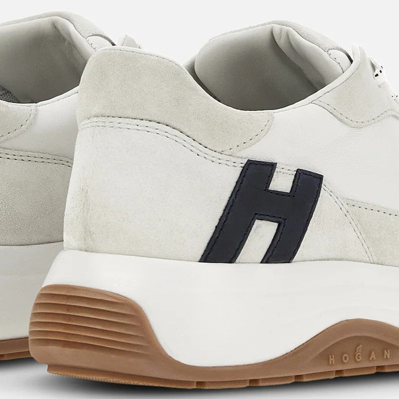 Hogan White Suede Signature Logo Low-Top Sneakers