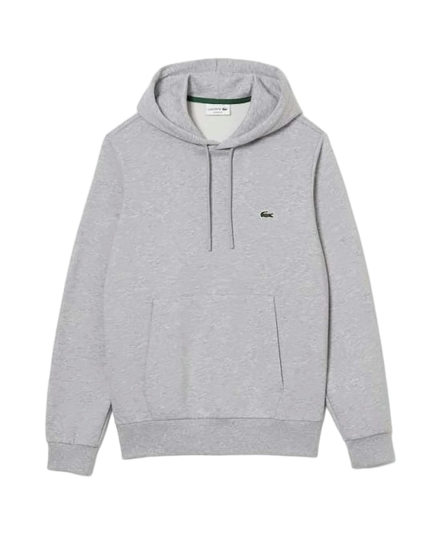Lacoste Grey Pullover Hoodie With Front Kangaroo Pocket