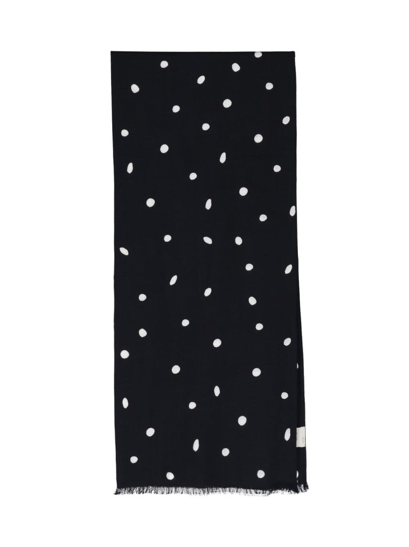 Destin Black Polka Dot Wool Scarf