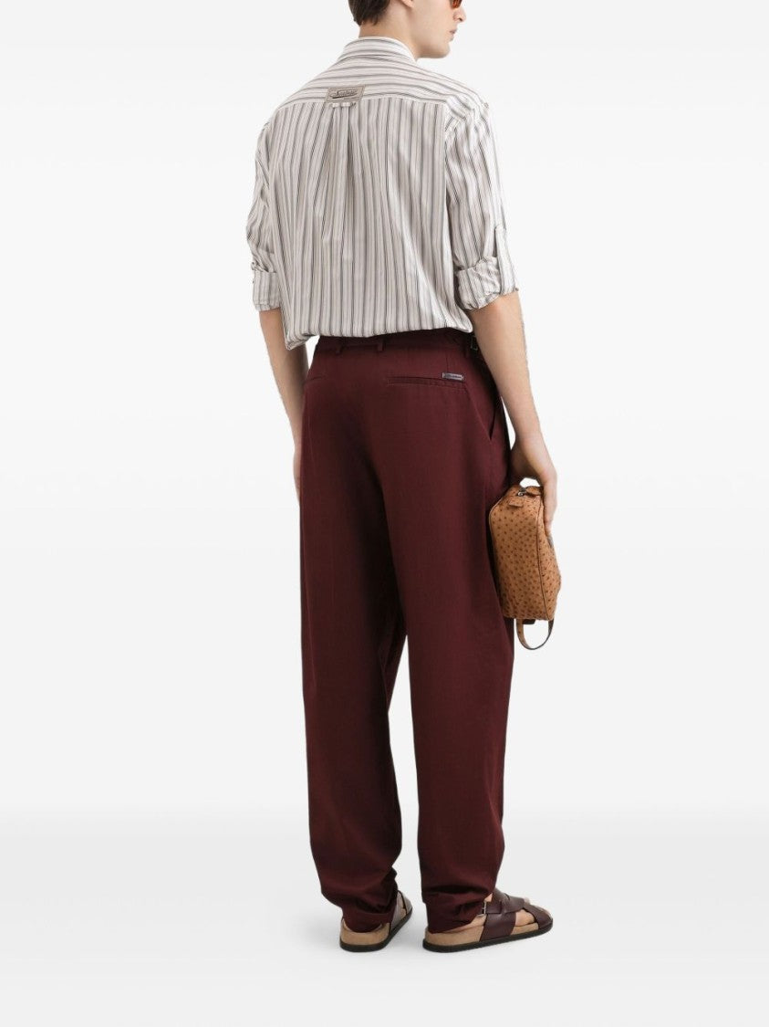 Dolce & Gabbana Brown Pleated Buckle Chinos
