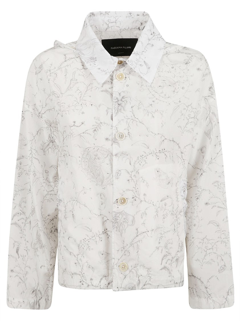 Fabiana Filippi Floral-Print Lightweight Coat With Button-Up Front