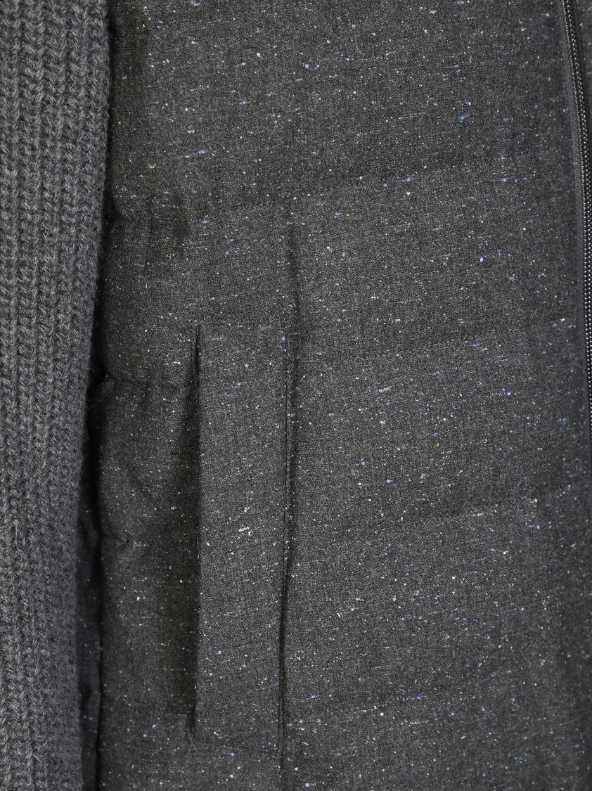 Herno Padded Bomber Jacket With Knitted Sleeves