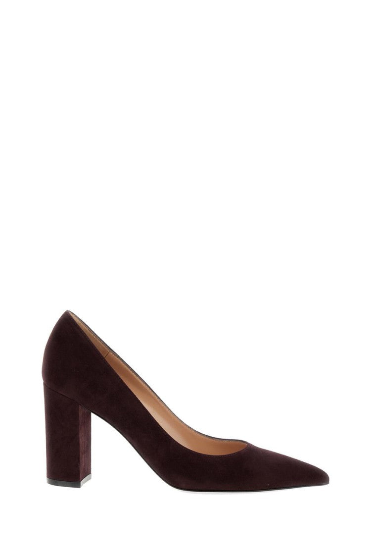 Gianvito Rossi Pointed Toe Suede Pumps With 85Mm Wide Heel