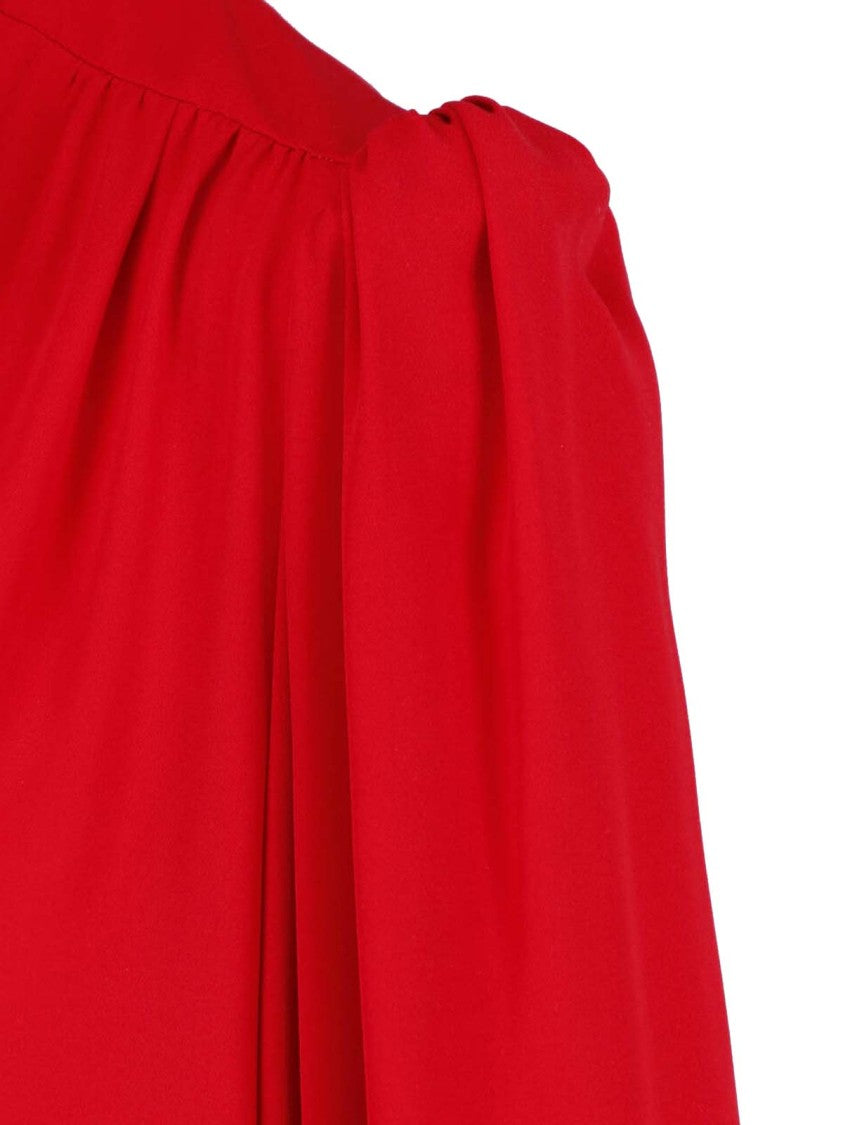 Valentino Classic Button-Down Blouse With Bow Tie Neckline