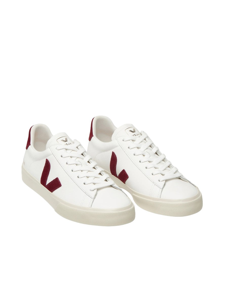 Veja Campo White Grenat Low-Top Sneakers With Suede Accents
