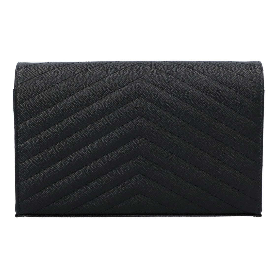 Saint Laurent Classic Cassandre Chain Wallet In Grain De Poudre Leather Black