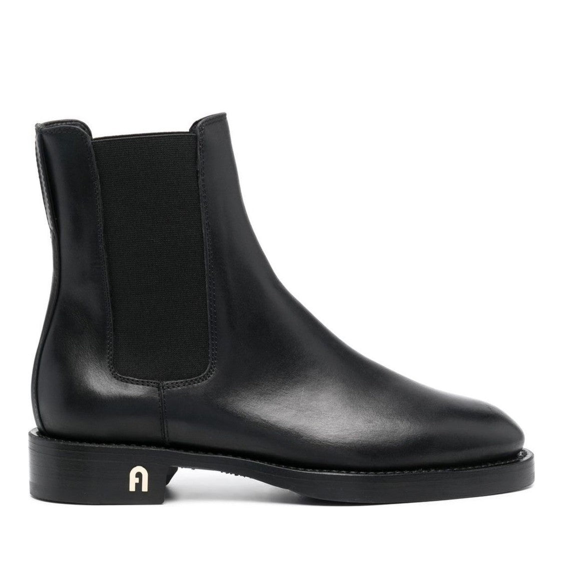 Furla Black Heritage Slip-On Metallic Detail Leather Chelsea Boots