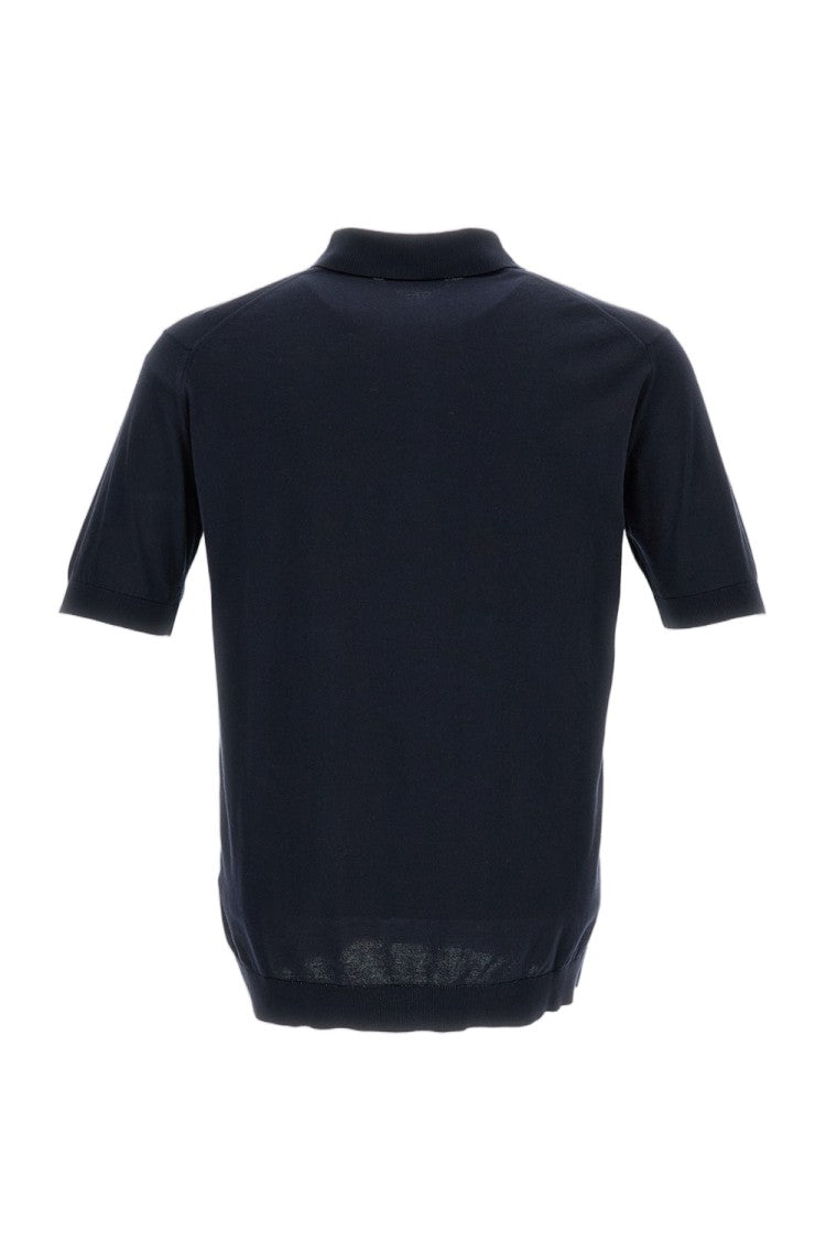 John Smedley Blue Cotton Short-Sleeve Polo Shirt