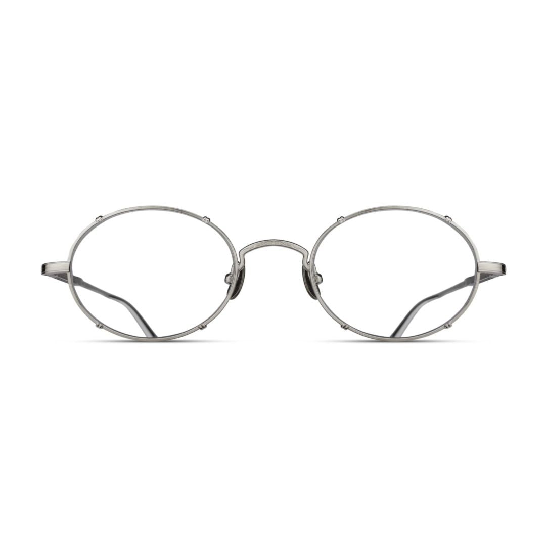 Matsuda M3150.Rx Oval-Shaped Silver Metal Eyeglasses With Minimalist Design