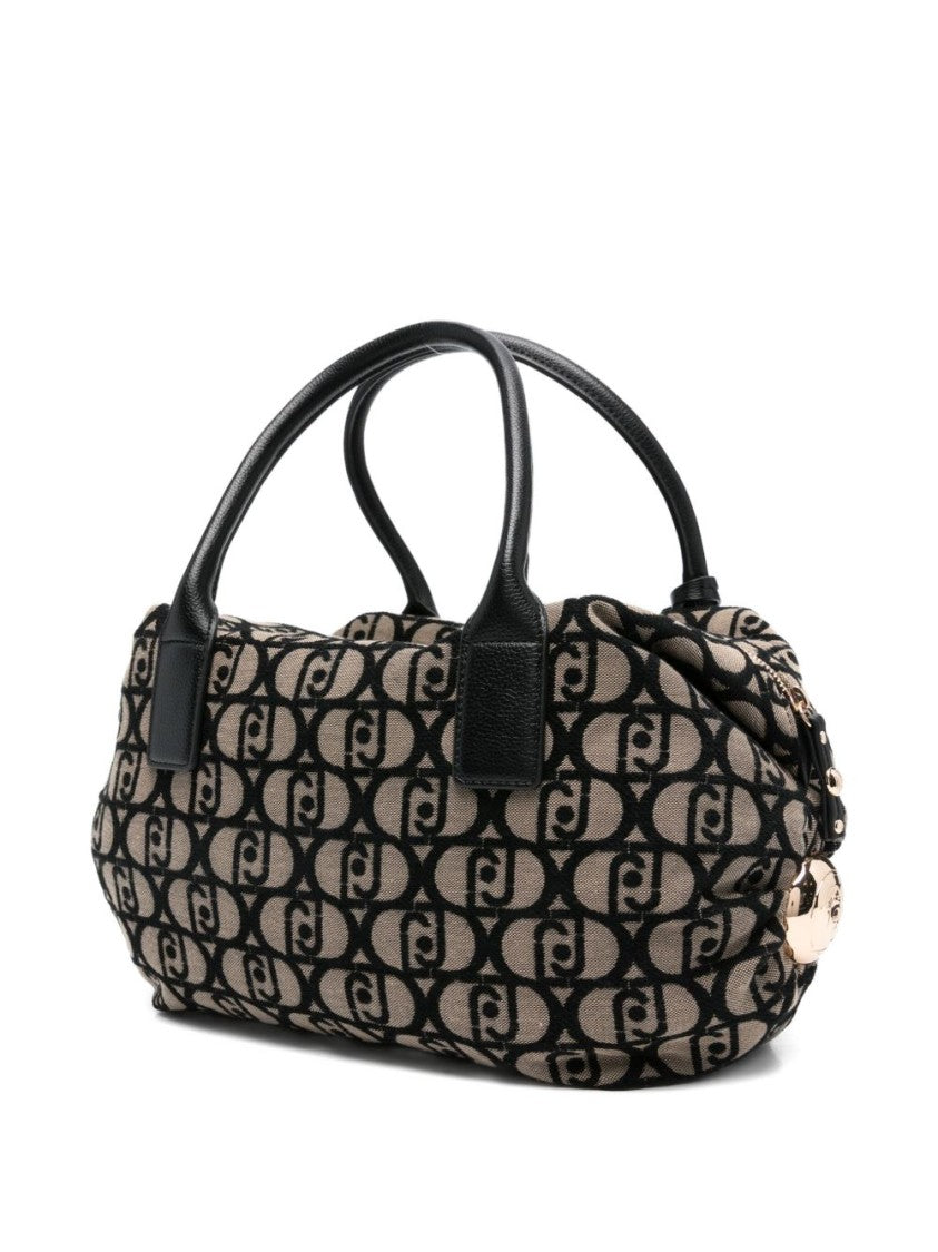 Liu Jo Monogrammed Brown Fabric Shoulder Bag
