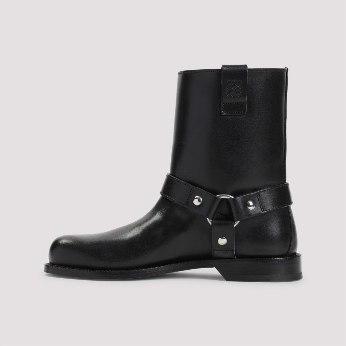 Loewe Black Cowhide Campo Biker Shearling Boots