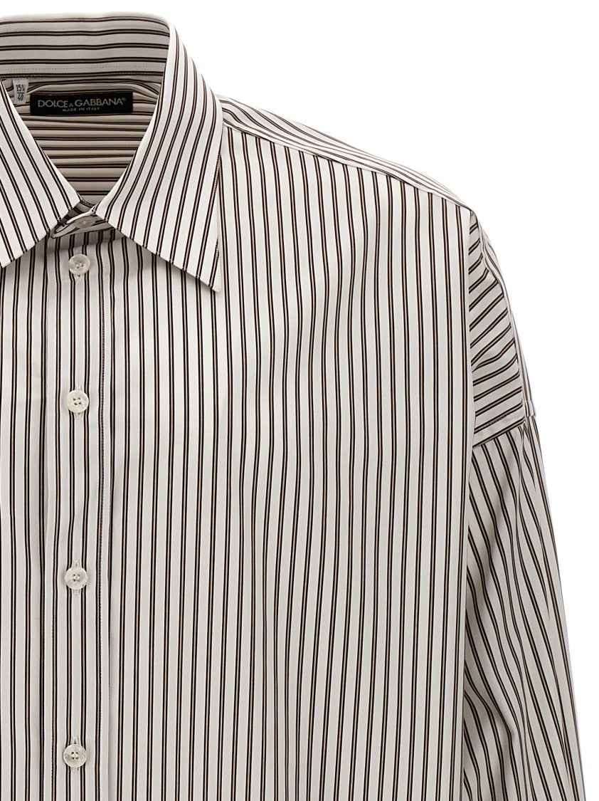 Dolce & Gabbana Oversized Striped Cotton Poplin Shirt With Button Closure