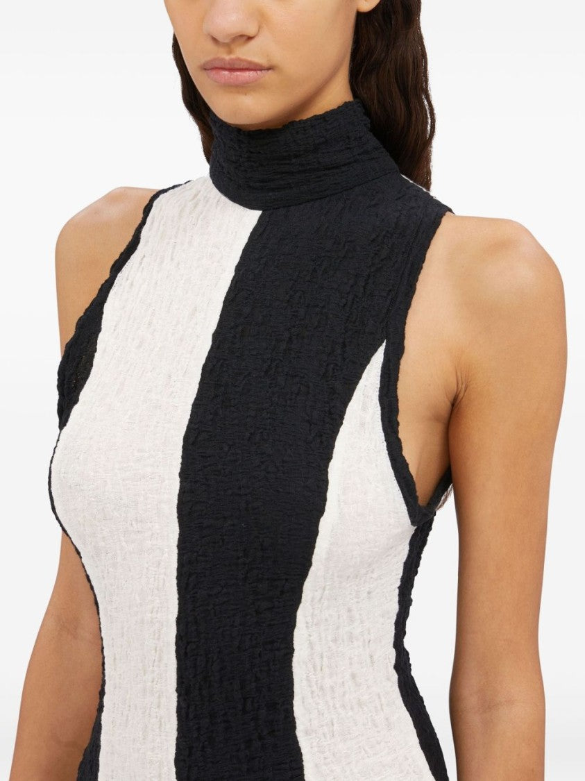 Msgm Maxi Dress With Striking Black