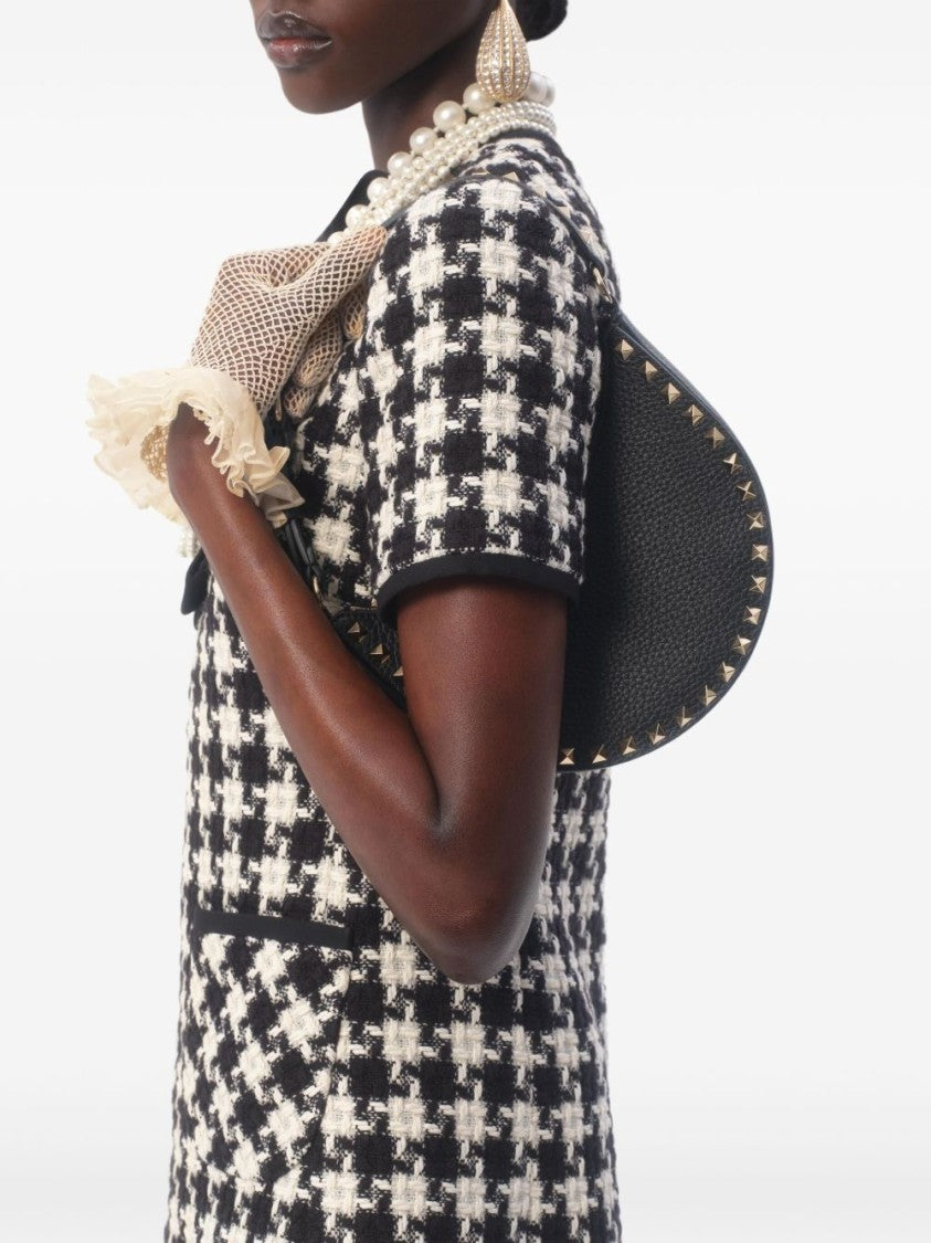 Valentino Garavani Crescent-Shaped Bag With Textured Surface And Metallic Studs