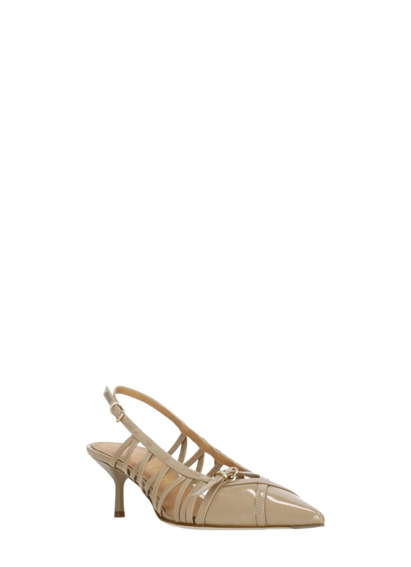 The Seller Pink Arrow Toe Polished Leather Pumps
