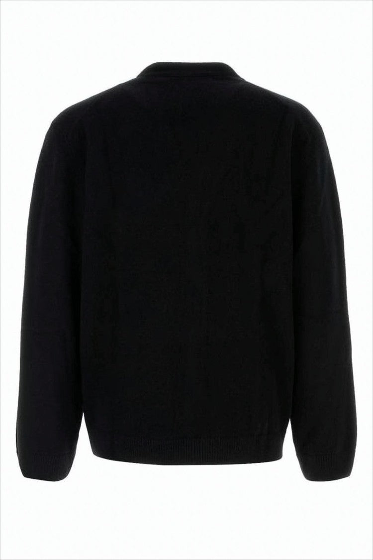 Maison Kitsuné Cropped Black Lambswool Cardigan