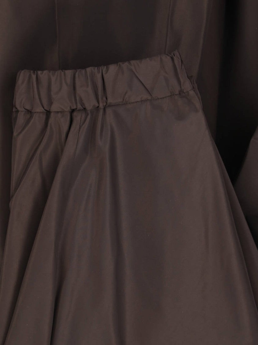 Aspesi Brown Fabric Elasticated Midi Skirt