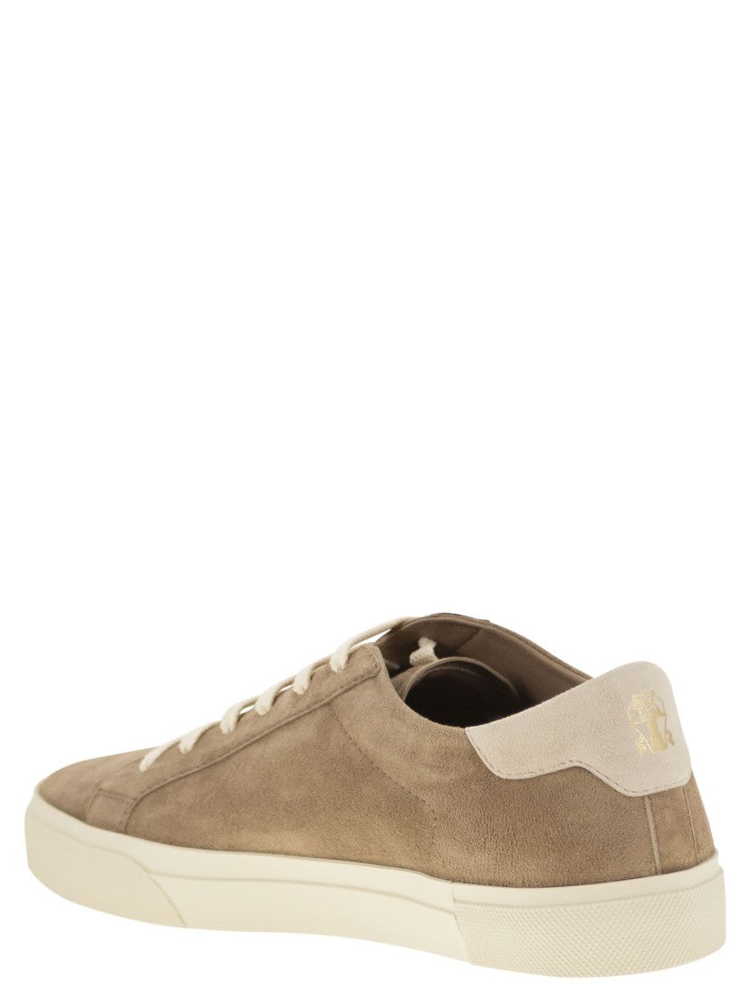 Brunello Cucinelli Slim Suede Trainers With Iridescent Detailing