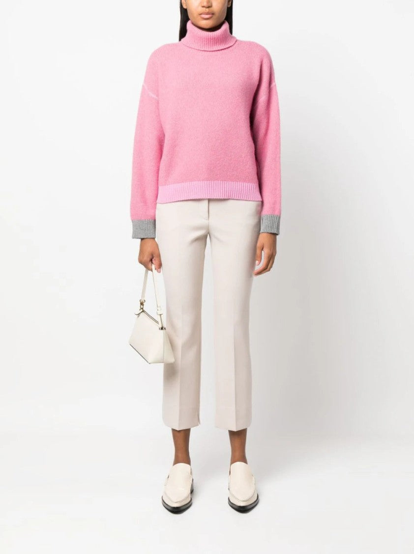 Peserico High-Waist Straight-Leg Beige Trousers