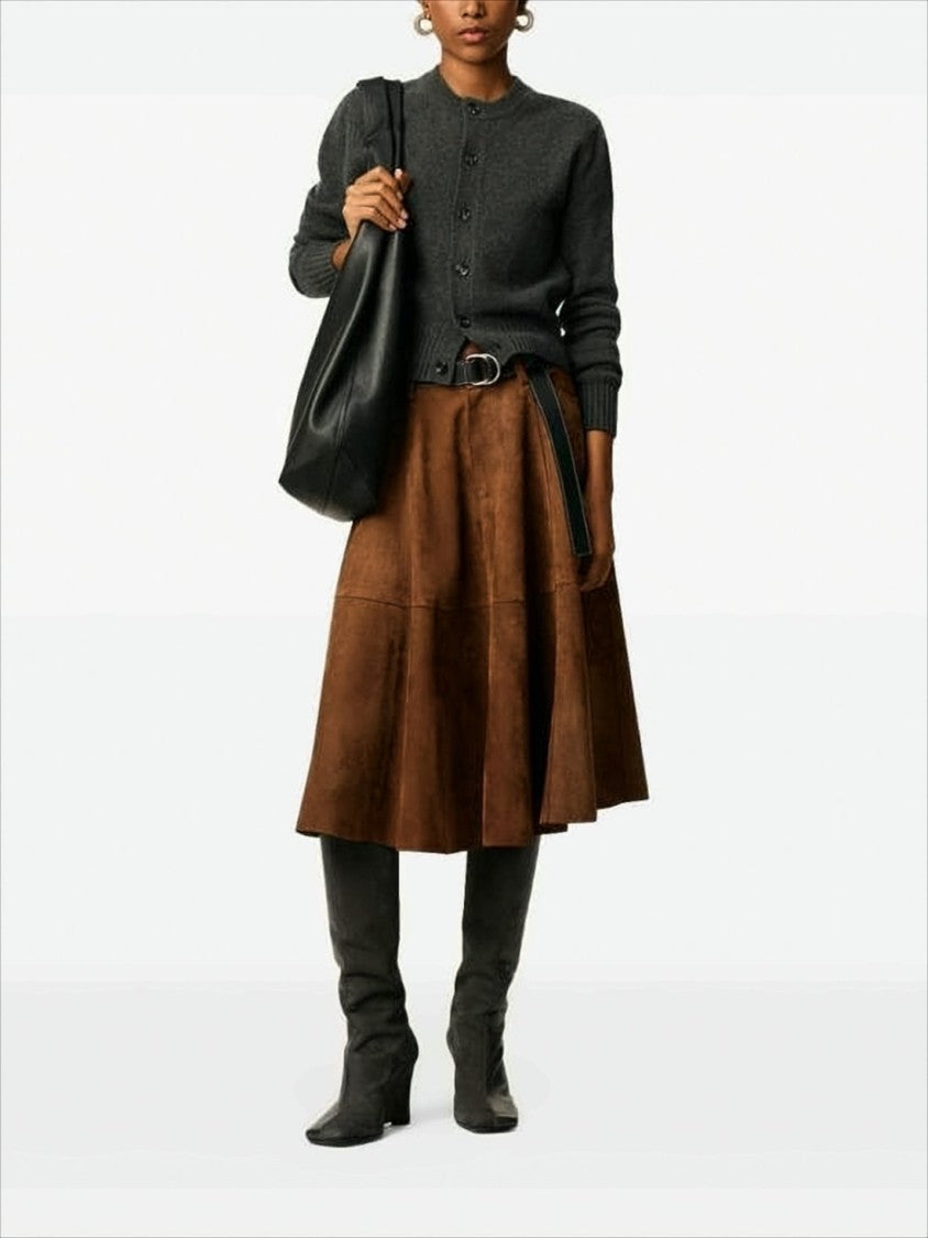 Ami Paris Cropped Cashmere-Wool Cardigan With Button Front