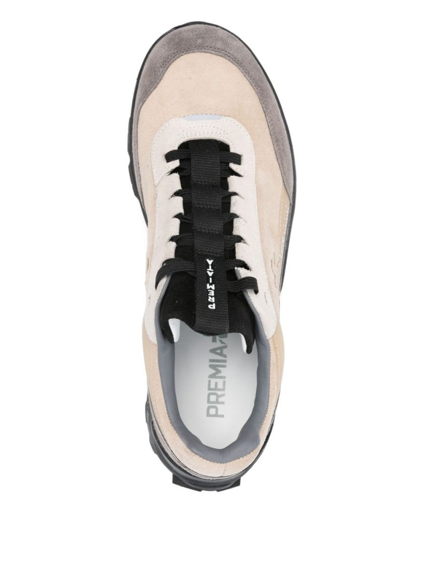 Premiata Beige And Grey Suede Leather Sneakers