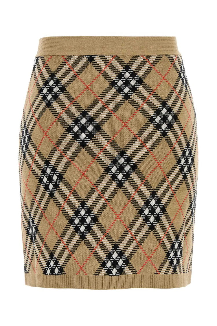 Burberry Embroidered Wool Blend Mini Skirt