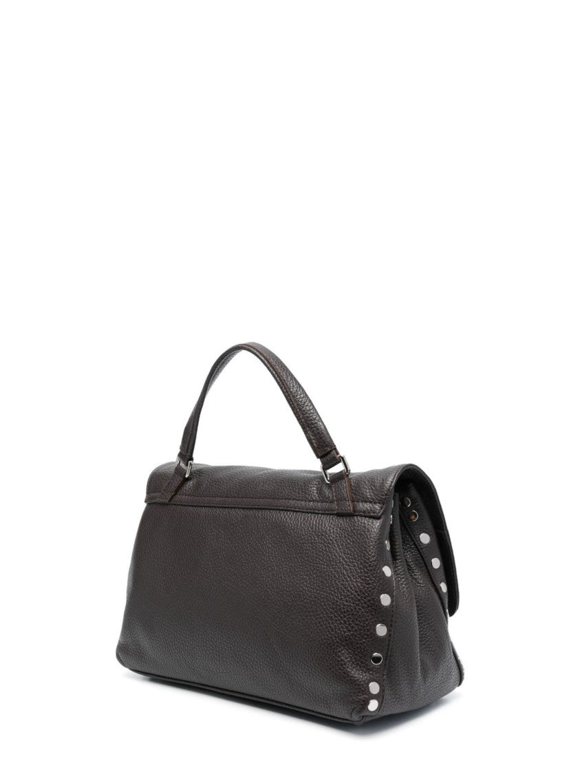 Zanellato Structured Handbag In Deep Brown Pebbled Leather