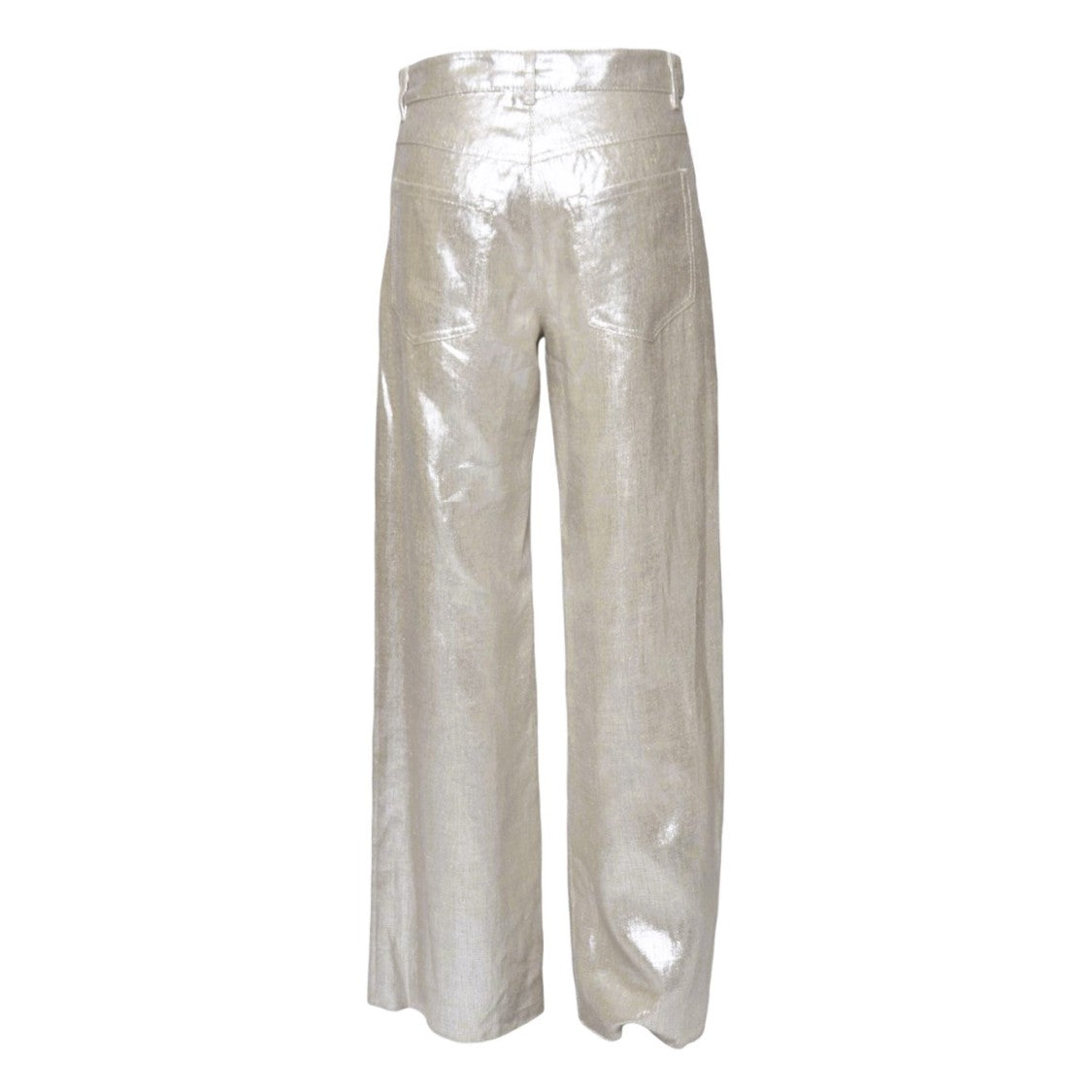 Max Mara Malika Trousers In Gold Laminated Linen