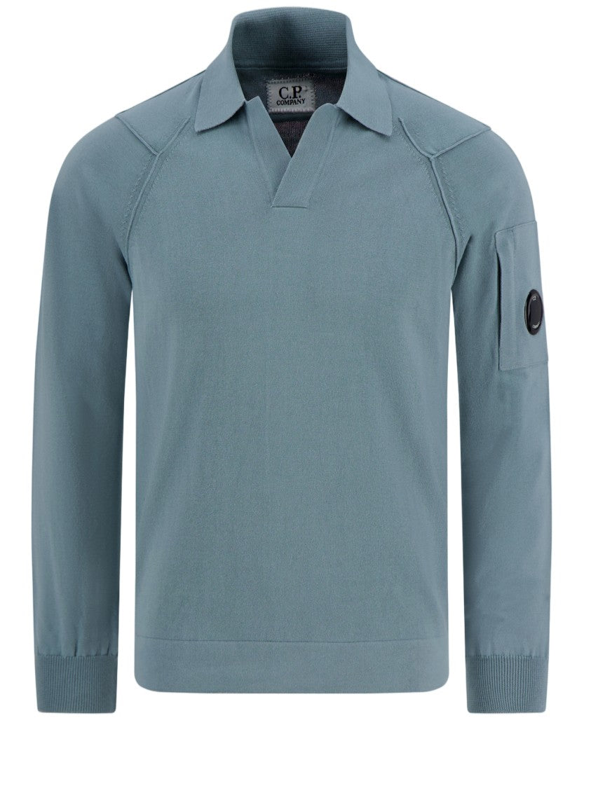 C.P. Company Light Blue Logo Cotton Polo Shirt
