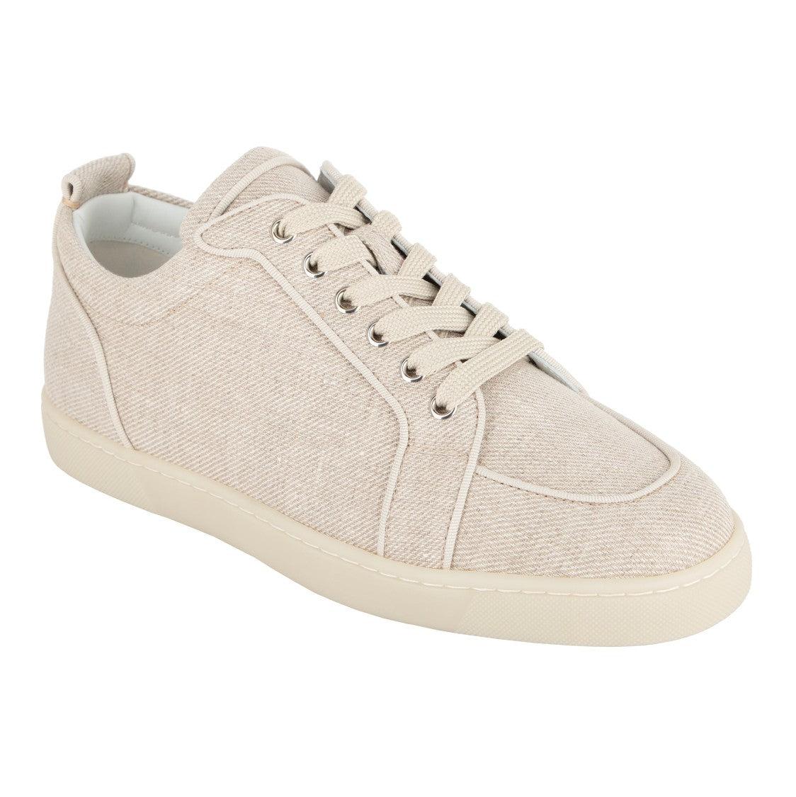 Christian Louboutin Rantulow Orlato Beige Canvas Sneakers With Iconic Red Sole