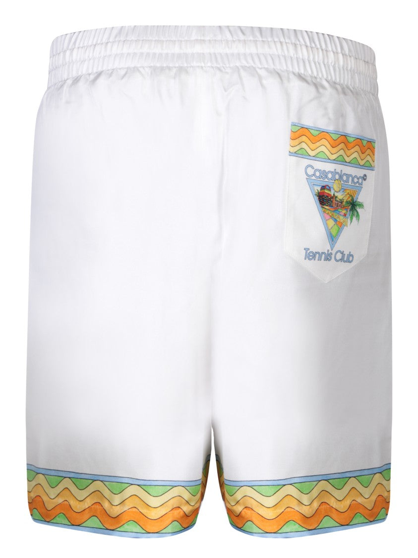 Casablanca Silk Shorts With Elasticated Waistband And Contrasting Detail