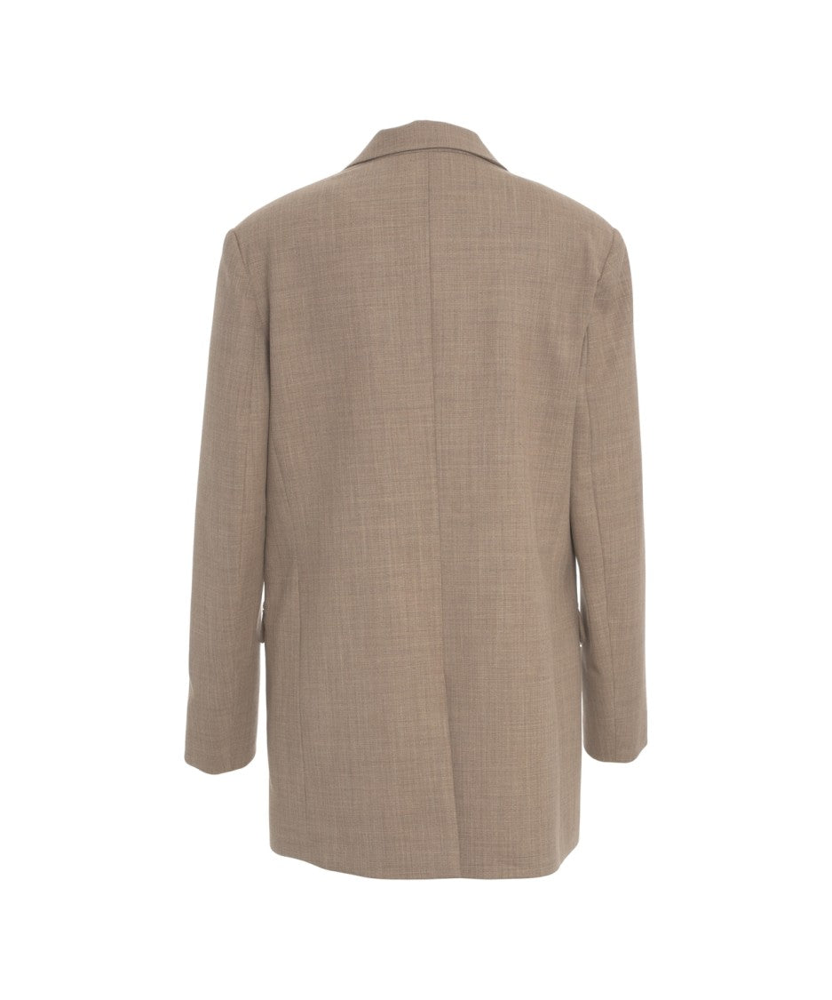 Ottod'ame Relaxed Fit Brown Oversized Blazer With Notch Lapels